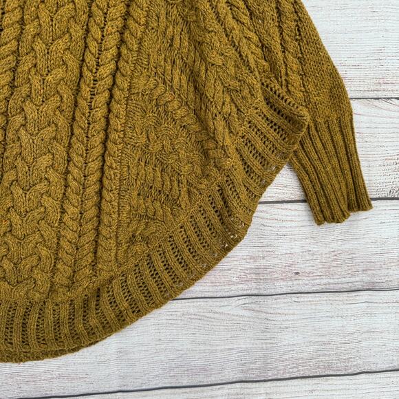 Angel of the North Anthropologie Curved Cables Poncho Sweater Womens XS Green - Picture 5 of 10